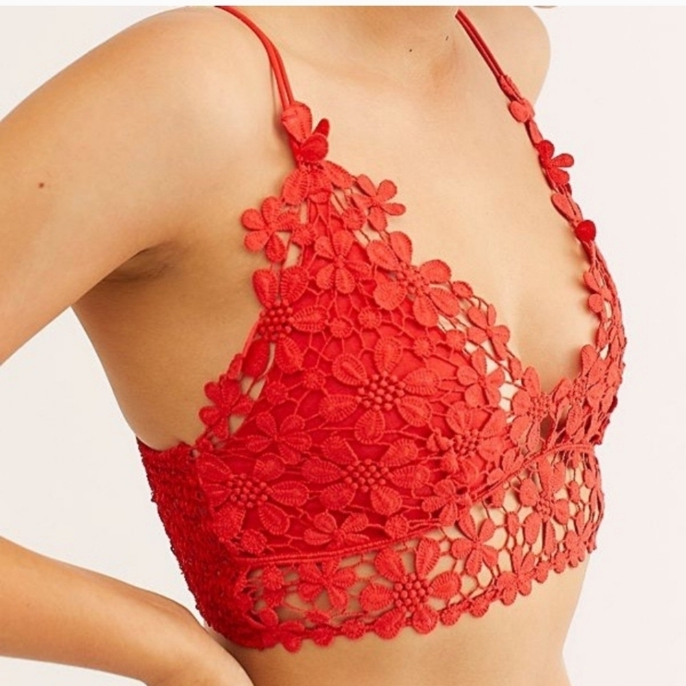 Free People Miss Dazie Bralette In Red Hot Size Small